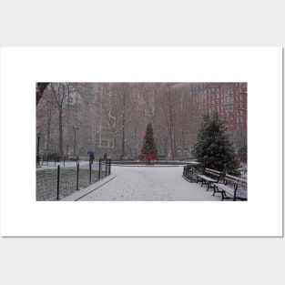 A Christmas Tree In the Snow, Madison Square Park, NYC Posters and Art